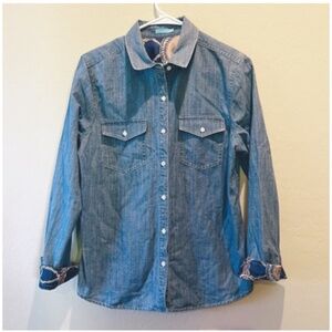 J McLaughlin Denim Chambray Button Up Womens M